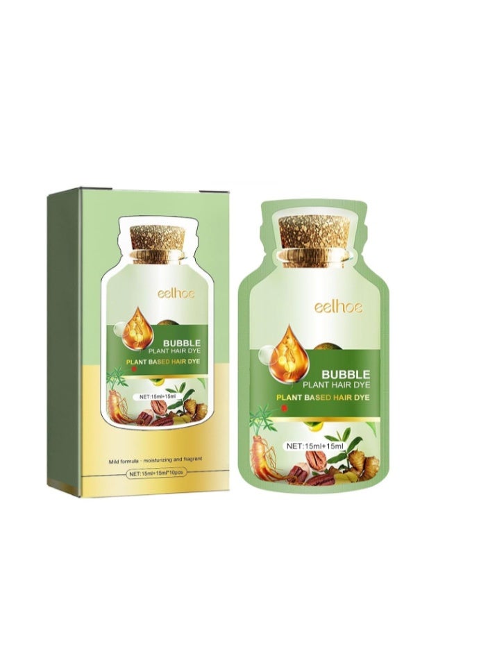 Eelhoe Bubble Plant Hair Dye Black Tea (15ml+15ml) x10 Pcs – Natural Herbal Hair Color Kit - Image 1